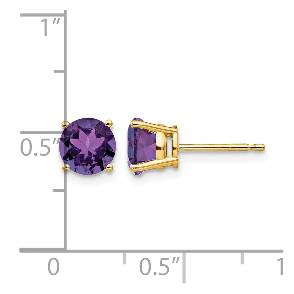 14k 6mm Round Amethyst Post Earrings