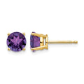 14k 6mm Round Amethyst Post Earrings