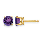 14k 6mm Round Amethyst Post Earrings