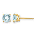 14k 6mm Round Aquamarine Post Earrings