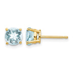 14k 6mm Round Aquamarine Post Earrings