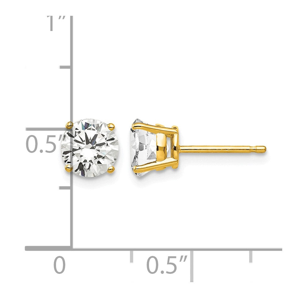 14k 6mm Round Cubic Zirconia Post Earrings