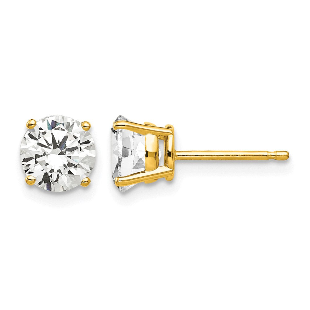 14k 6mm Round Cubic Zirconia Post Earrings
