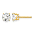 14k 6mm Round Cubic Zirconia Post Earrings