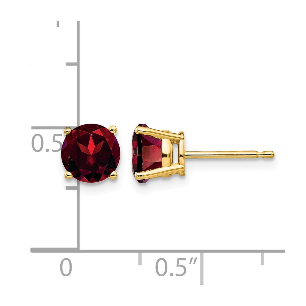 14k 6mm Round Garnet Post Earrings