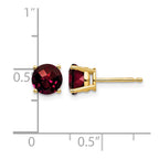 14k 6mm Round Checker-cut Garnet Post Earrings