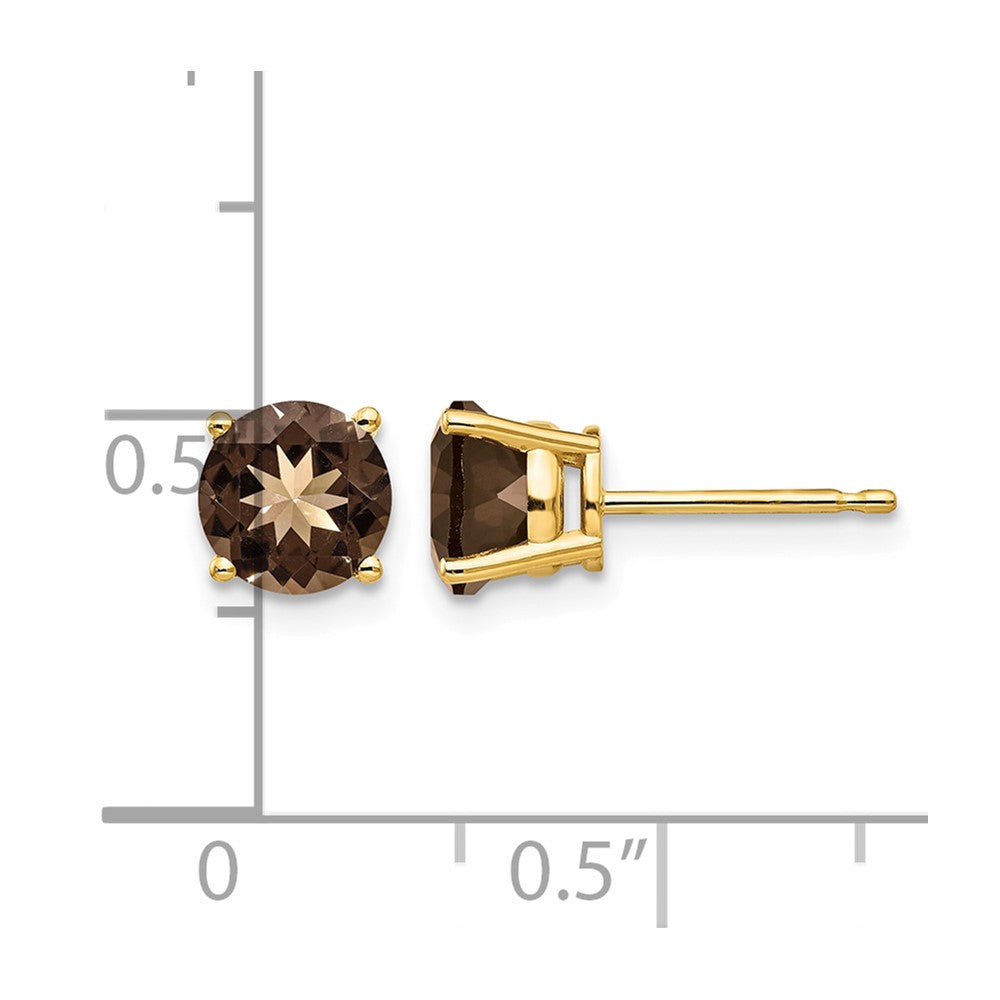 14k 6mm Round Smoky Quartz Post Earrings