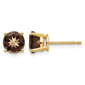 14k 6mm Round Smoky Quartz Post Earrings