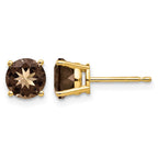 14k 6mm Round Smoky Quartz Post Earrings