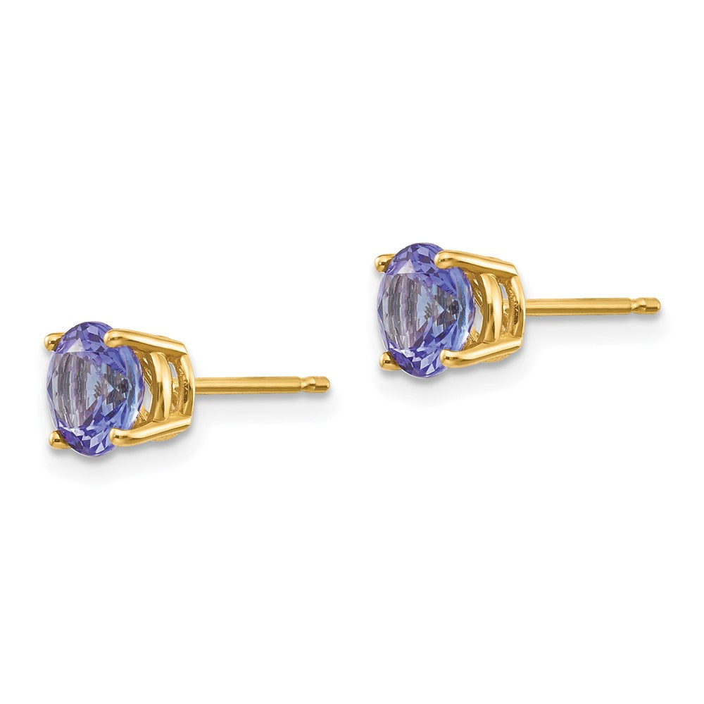 14k 6mm Round Tanzanite Post Earrings