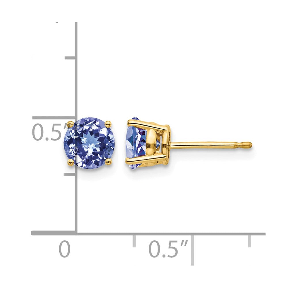 14k 6mm Round Tanzanite Post Earrings