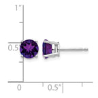 14k White Gold 6mm Round Amethyst Post Earrings
