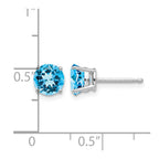 14k White Gold 6mm Round Blue Topaz Post Earrings