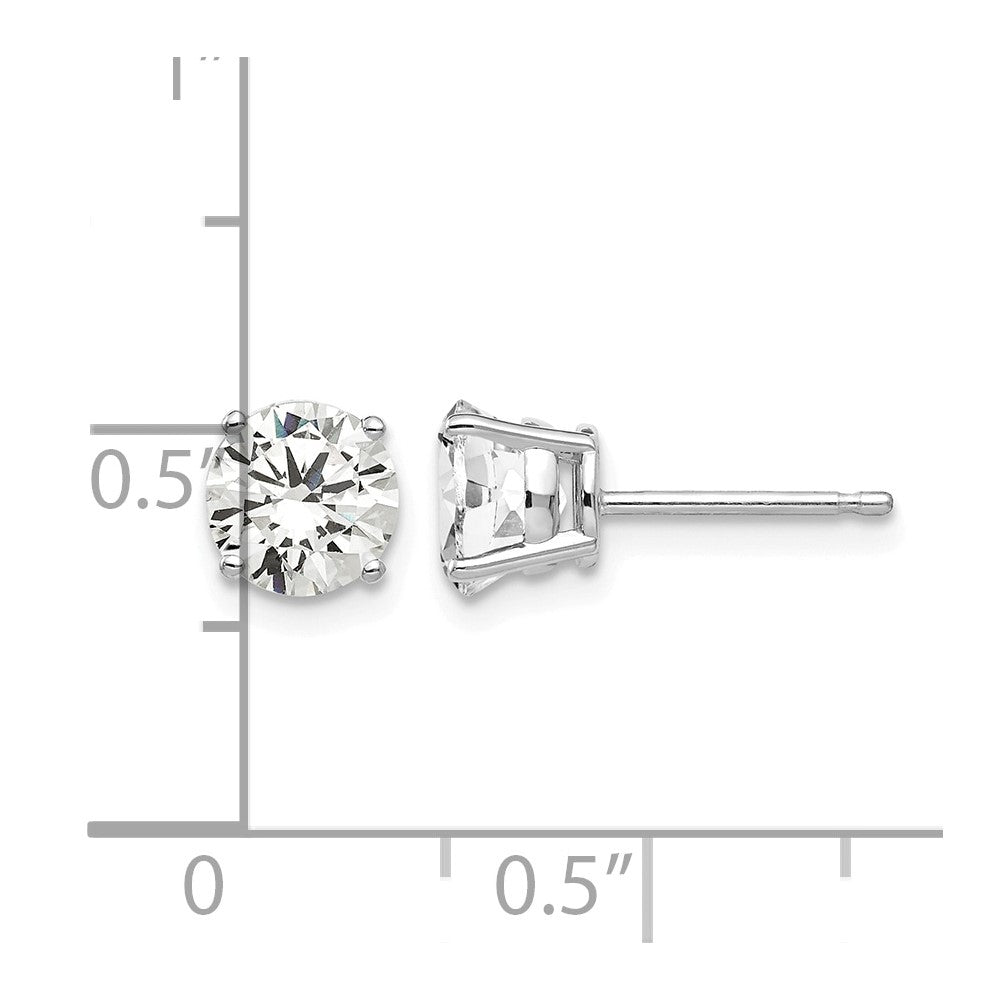 14k White Gold 6mm Round Cubic Zirconia Post Earrings
