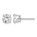 14k White Gold 6mm Round Cubic Zirconia Post Earrings