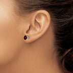 14k White Gold 6mm Round Garnet Post Earrings