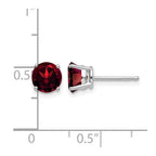 14k White Gold 6mm Round Garnet Post Earrings