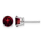 14k White Gold 6mm Round Garnet Post Earrings