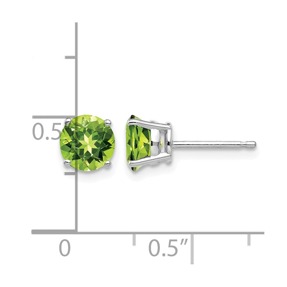14k White Gold 6mm Round Peridot Post Earrings