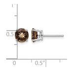 14k White Gold 6mm Round Smoky Quartz Post Earrings