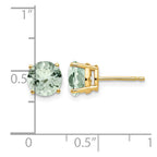 14k 7mm Round Green Quartz Post Earrings