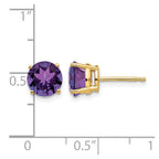 14k 7mm Round Amethyst Post Earrings
