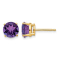 14k 7mm Round Amethyst Post Earrings
