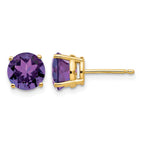 14k 7mm Round Amethyst Post Earrings