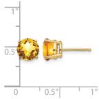 14k 7mm Round Checker-cut Citrine Post Earrings