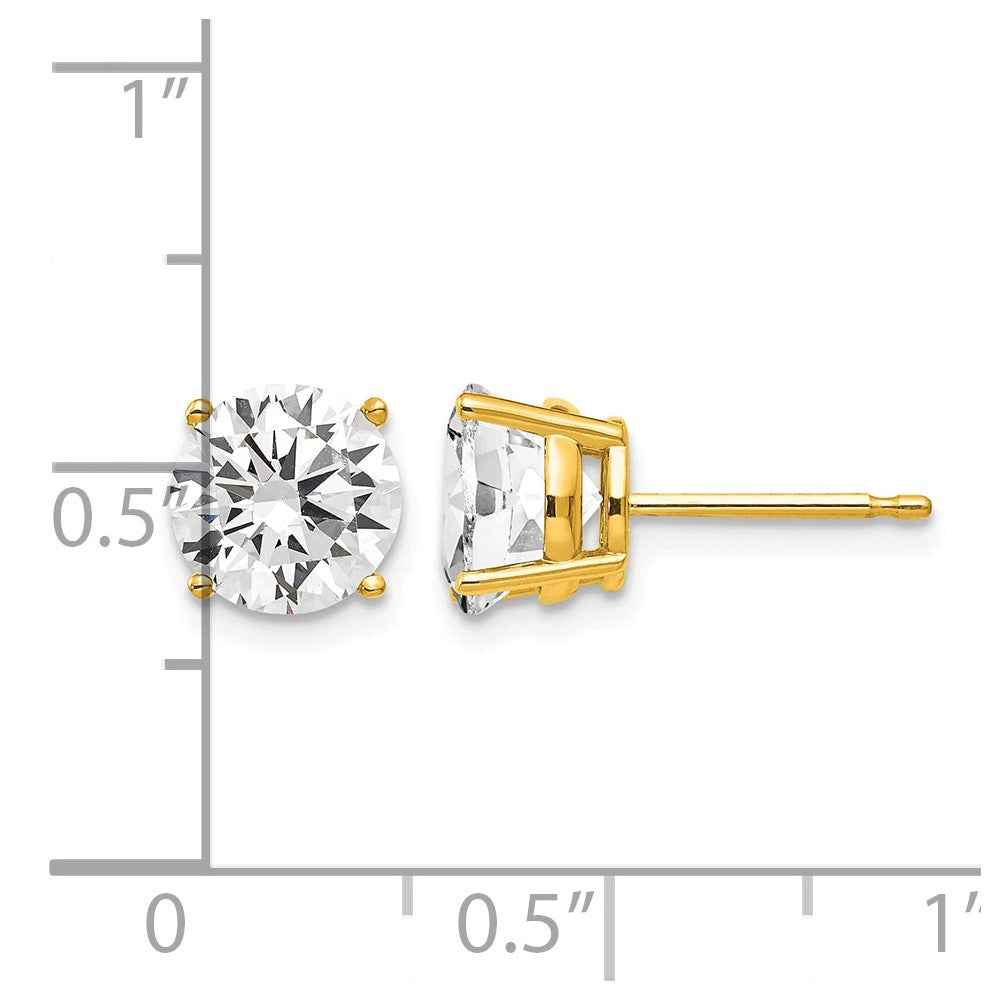 14k 7mm Cubic Zirconia Post Earrings