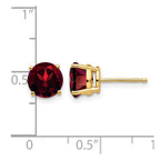 14k 7mm Round Garnet Post Earrings