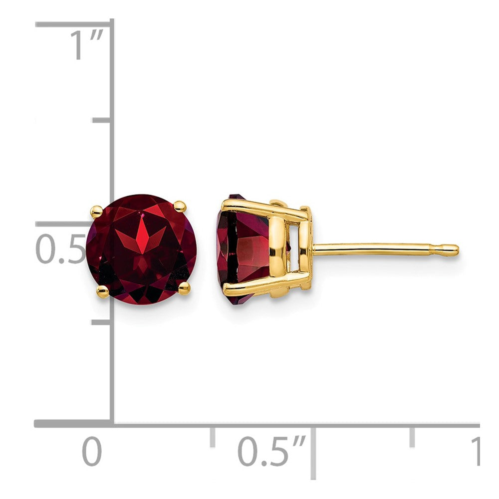 14k 7mm Round Garnet Post Earrings