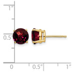 14k 7mm Round Checker-cut Garnet Post Earrings
