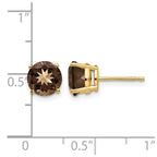 14k 7mm Round Smoky Quartz Post Earrings