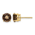 14k 7mm Round Smoky Quartz Post Earrings