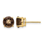 14k 7mm Round Smoky Quartz Post Earrings