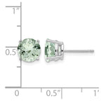 14k White Gold 7mm Round Green Quartz Post Earrings