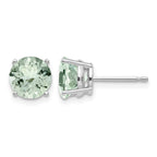 14k White Gold 7mm Round Green Quartz Post Earrings