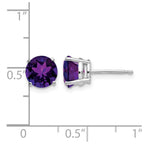 14k White Gold 7mm Round Amethyst Post Earrings