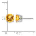 14k White Gold 7mm Round Citrine Post Earrings