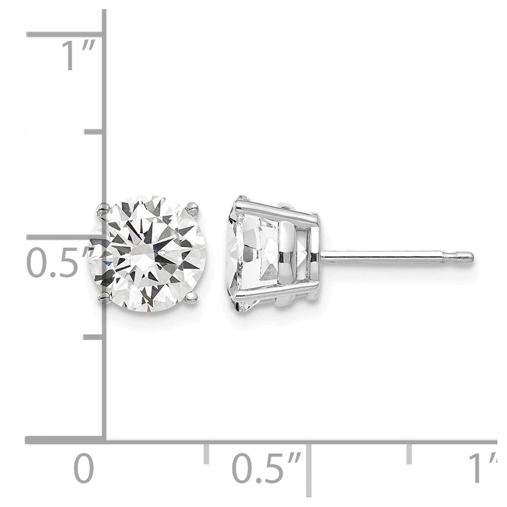 14k White Gold 7mm Cubic Zirconia Post Earrings