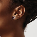 14k White Gold 7mm Round Garnet Post Earrings
