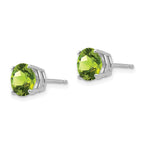 14k White Gold 7mm Round Peridot Post Earrings