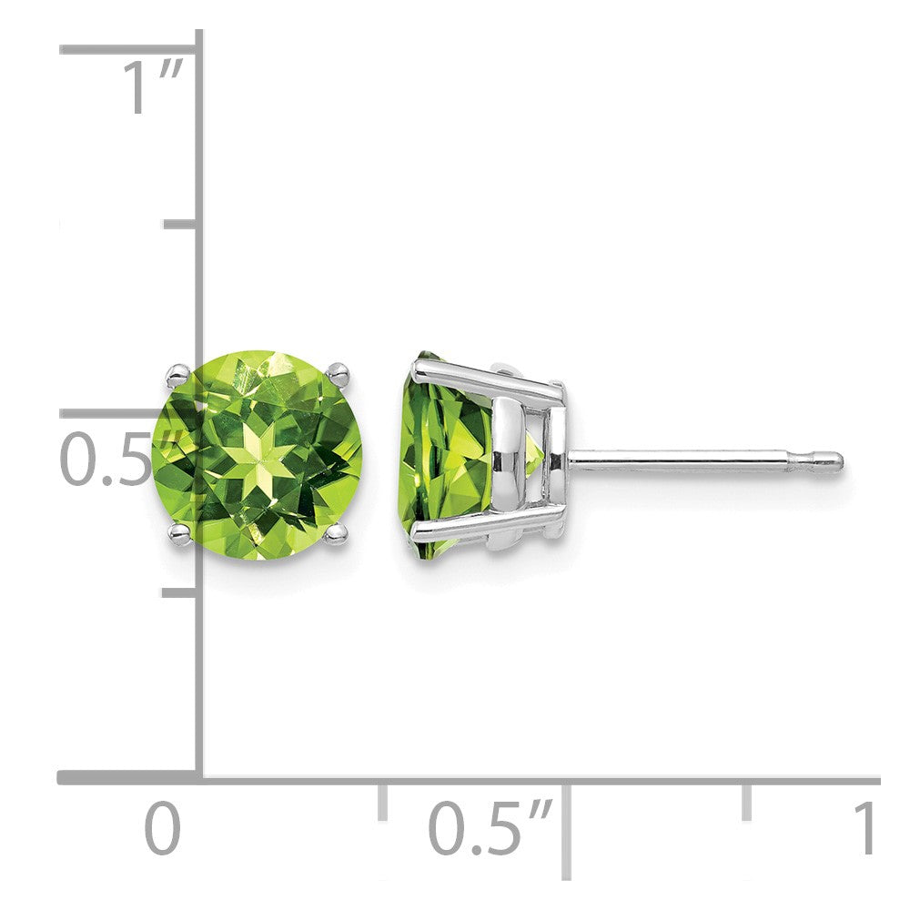 14k White Gold 7mm Round Peridot Post Earrings