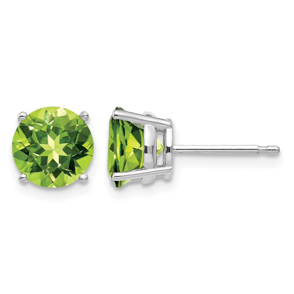 14k White Gold 7mm Round Peridot Post Earrings