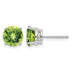 14k White Gold 7mm Round Peridot Post Earrings