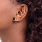 14k White Gold 7mm Round Smoky Quartz Post Earrings