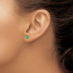 14k 6x4mm Oval Emerald and AA Quality Diamond Post Earrings