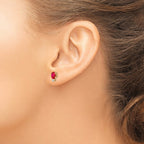 14k 6x4mm Oval Ruby and VS Quality Diamond Post Earrings