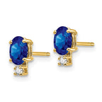 14k 6x4mm Oval Sapphire and VS Quality Diamond Post Earrings